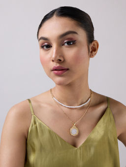 Pipa Bella by Nykaa Fashion - Pearl Layered Mother of Pearl Pendant Necklace