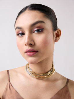 Twenty Dresses by Nykaa Fashion - Gold Multi Layer Chain Choker Necklace