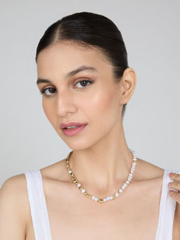 Pipa Bella by Nykaa Fashion - White Half Beaded And Half Pearl Necklace