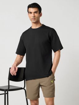 Technosport - Black Men Round Neck Drop Shoulder T-Shirt