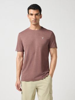 Technosport - Mauve Men Solid Slim Fit Round Neck Sports T-Shirt