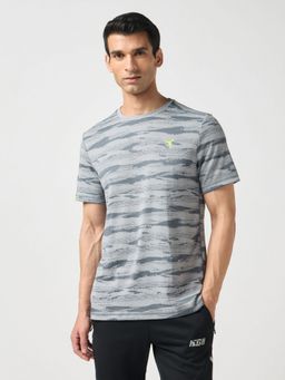 Technosport - Blue Men Jacquard Slim Fit Round Neck Sports T-Shirt