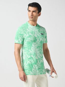 Technosport - Green Men Abstract Print Slim Fit Round Neck Sports T-Shirt