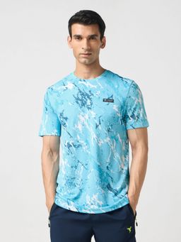 Technosport - Blue Men Abstract Print Slim Fit Round Neck Sports T-Shirt