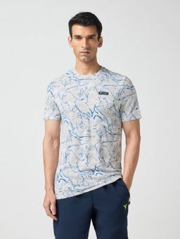 Technosport - White Men Abstract Print Slim Fit Round Neck Sports T-Shirt