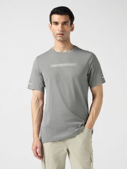 Technosport - Grey Men Typography Slim Fit Round Neck Sports T-Shirt