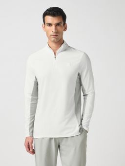 Technosport - White Men Colorblocked Slim Fit Mock Neck Sports T-Shirt