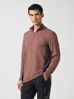 Technosport - Red Men Colorblocked Slim Fit Mock Neck Sports T-Shirt