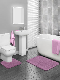 OBSESSIONS - Lavender Absorbent and Quick-Dry Polyester Bath Mats (Pack Of 2)