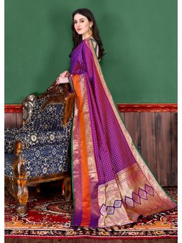 Yavira Silk - Purple Silk Saree With Zari Pallu And Unstitched Blouse