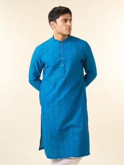 Diwas by Manyavar - Men Mid Blue Festive Charm Kurta