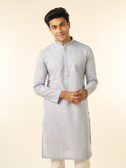Diwas by Manyavar - Men Light Grey Regal Cotton Kurta