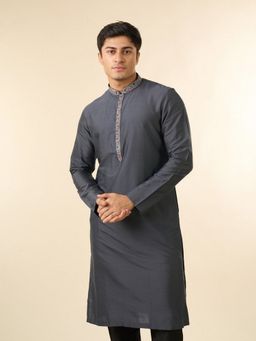 Diwas by Manyavar - Men Charming Dark Grey Kurta