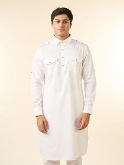Diwas by Manyavar - Men Radiant White Pathani Kurta