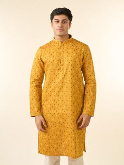 Diwas by Manyavar - Men Diwas Yellow Cotton Kurta