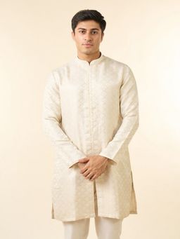 Diwas by Manyavar - Men Cream Brocade Front Open Kurta