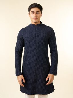 Diwas by Manyavar - Men Vibrant Dark Blue Kurta