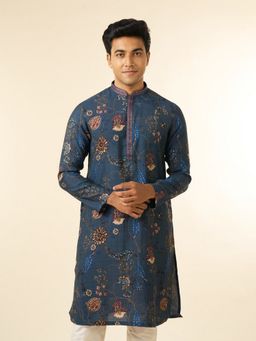 Diwas by Manyavar - Men Azure Blue Royal Kurta