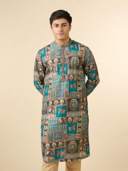 Diwas by Manyavar - Men Festive Teal Green Kurta