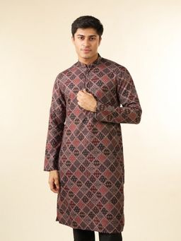 Diwas by Manyavar - Men Black Blended Cotton Printed Fancy Kurta