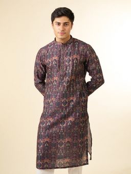 Diwas by Manyavar - Men Enchanting Dark Blue Kurta