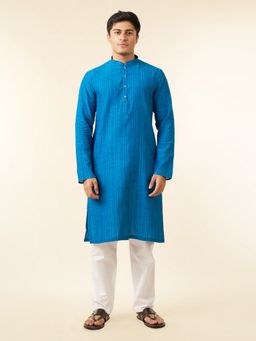 Diwas by Manyavar - Men Mid Blue Festive Charm Kurta with Pyjama