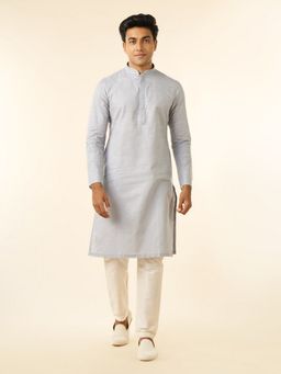 Diwas by Manyavar - Men Light Grey Regal Cotton Kurta with Pyjama