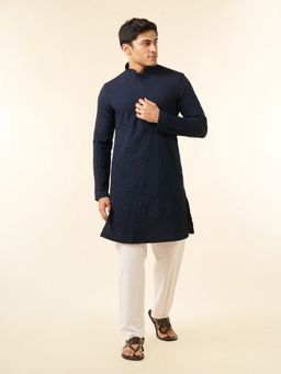 Diwas by Manyavar - Men Vibrant Dark Blue Kurta with Pyjama
