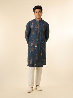 Diwas by Manyavar - Men Blue Hues Royal Kurta with Pyjama
