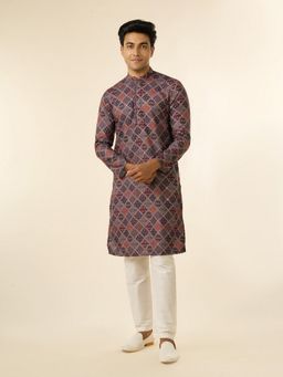 Diwas by Manyavar - Men Multi Color Blended Cotton Printed Fancy Kurta with Pyjama