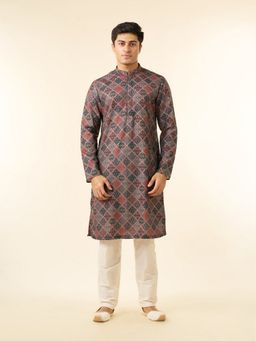 Diwas by Manyavar - Men Multi Color Blended Cotton Printed Fancy Kurta with Pyjama