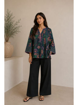 LABEL NAARITI - Arya Green Aquatic Print Cotton Top