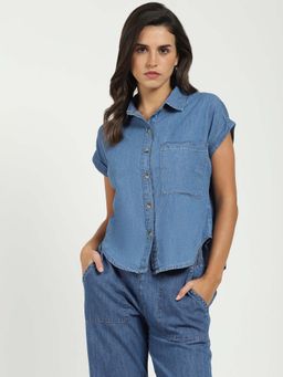 Global Republic - Women Blue Solid Shirt