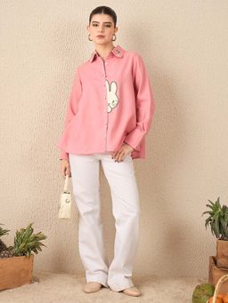 Uptownie - Women Pink Embroidered Shirt