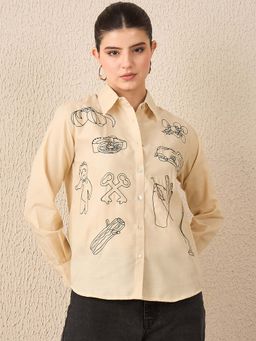 Uptownie - Women Beige Printed Shirt