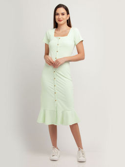 Zink London - Womens Green Solid Dress