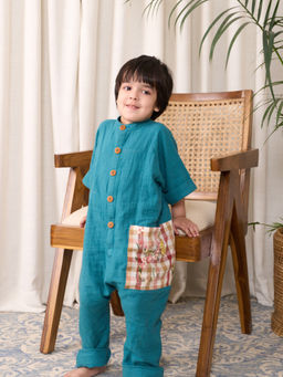 LAAD In every touch - Unisex Green Embroidered Jumpsuit