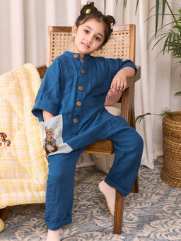 LAAD In every touch - Unisex Blue Embroidered Jumpsuit