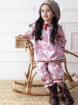 LAAD In every touch - Girls Multi-Color Bunny Cotton Top with Pant