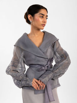 Contemponari - Aelora Grey Top With Belt