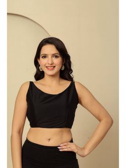 Kasya - Black Viscose Pst Festive Sleeveless Stitched Blouse