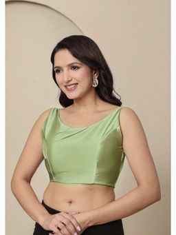 Kasya - Green Viscose Pst Festive Sleeveless Stitched Blouse