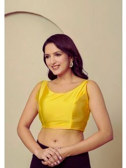 Kasya - Yellow Viscose Pst Festive Sleeveless Stitched Blouse