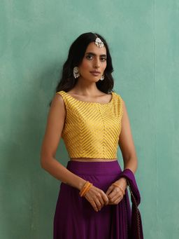 Indy Raaga - Yellow Antique Gotta Patti Work Stitched Blouse