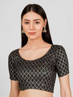 Indy Raaga - Brocade Black Half Sleeve Stitched Blouse