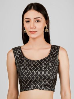 Indy Raaga - Brocade Black Sleeveless Stitched Blouse