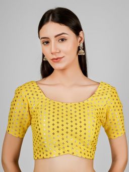 Indy Raaga - Brocade Yellow Half Sleeves Stitched Blouse