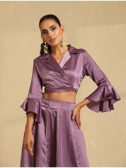 Indy Raaga - Purple Collar Stitched Blouse
