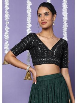 SALWAR STUDIO - Silk Embroidered Black Stitched Blouse