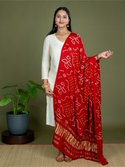 Ushvii - Chandrika Red Bandhini Dupatta